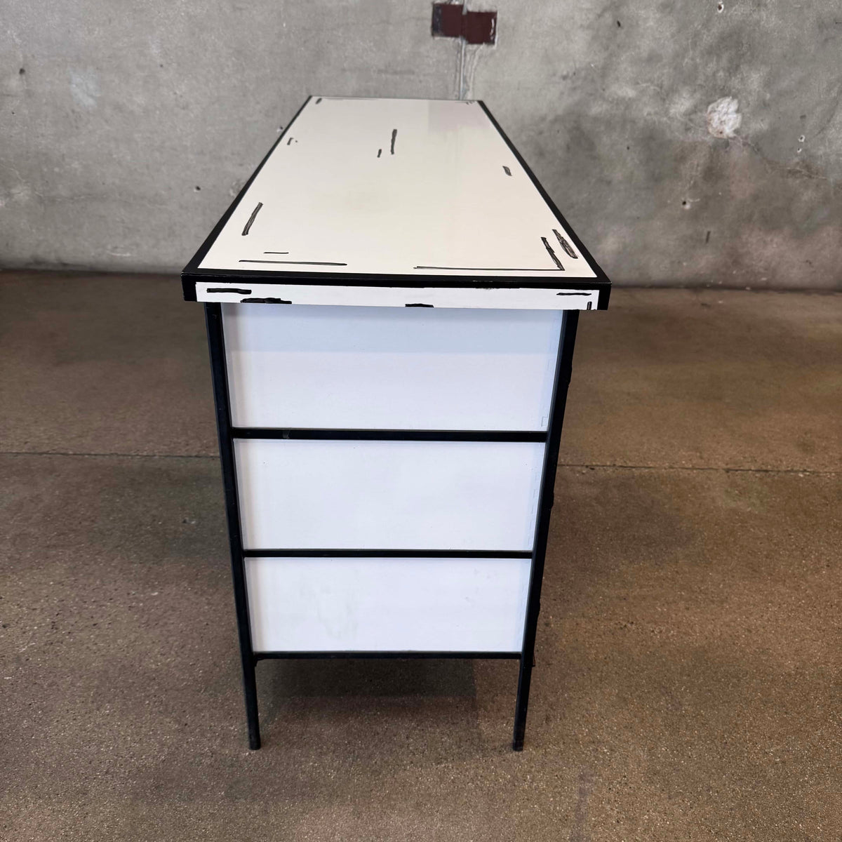 Mid Century Vista of California Iron, Wood and Leather 5 Drawer Dresser