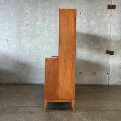 Mid Century Modern Walnut Hutch Cabinet by Cavalier