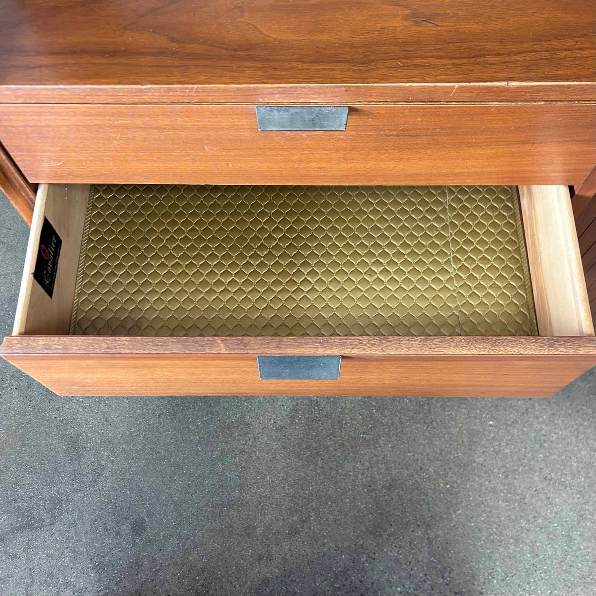 Mid Century Modern Walnut Hutch Cabinet by Cavalier