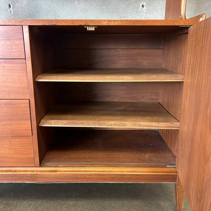 Mid Century Modern Walnut Hutch Cabinet by Cavalier