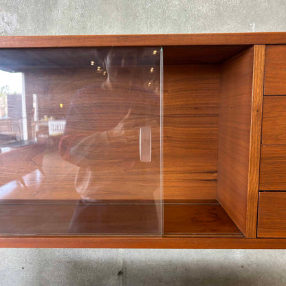 Mid Century Modern Walnut Hutch Cabinet by Cavalier
