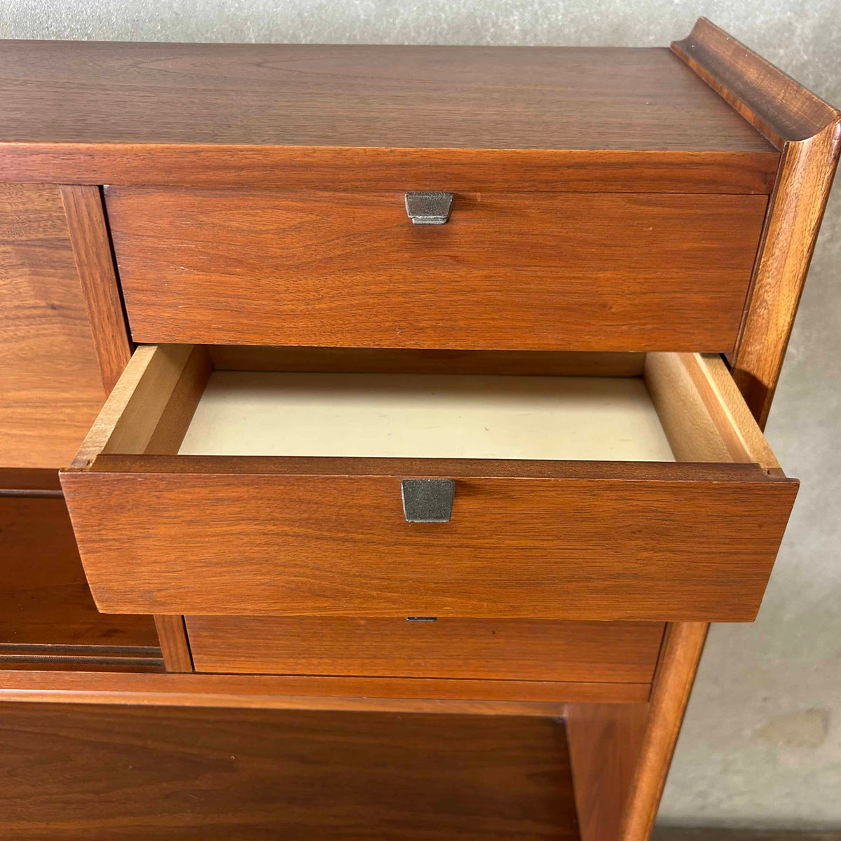Mid Century Modern Walnut Hutch Cabinet by Cavalier