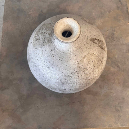 Vintage Mid Century Large Round Vase With Fluted Neck