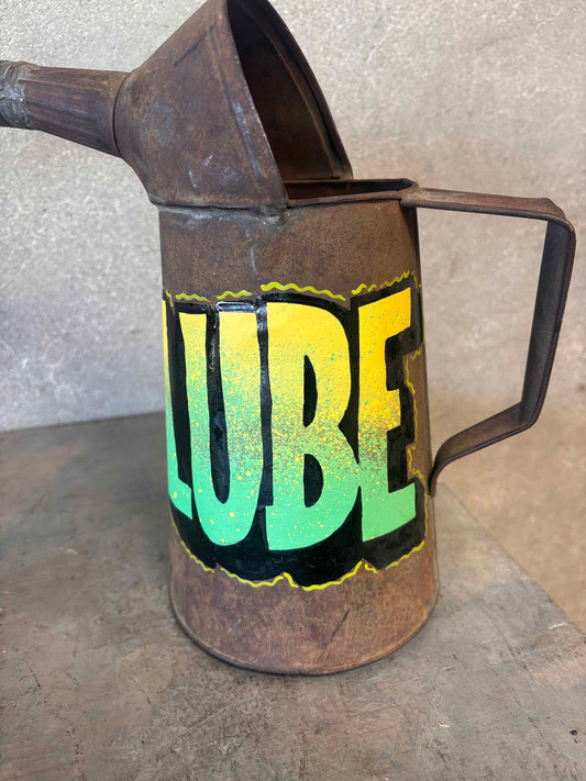 Vintage Oil Can Hand Painted Lube