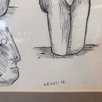 Original Figurative Study By Stanley Lewis Pen On Paper 1956 Canada