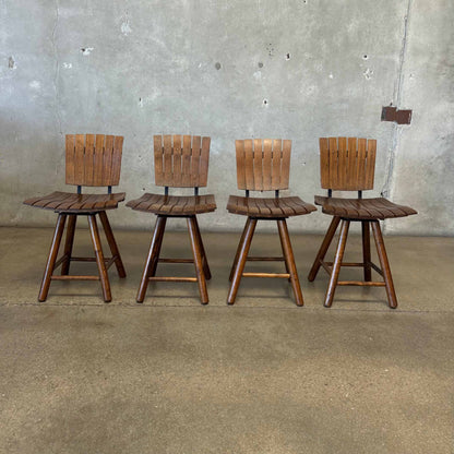 Vintage Set Of 4 Swivel Dining Chairs