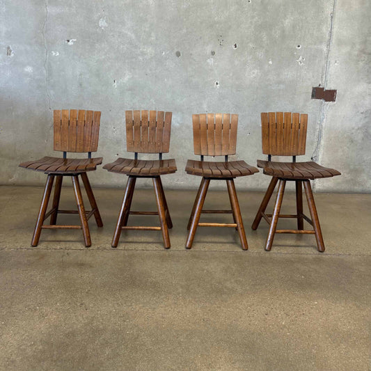 Vintage Set Of Four Swivel Dining Chairs