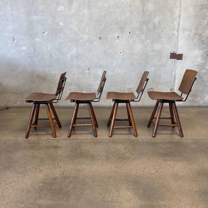 Vintage Set Of 4 Swivel Dining Chairs