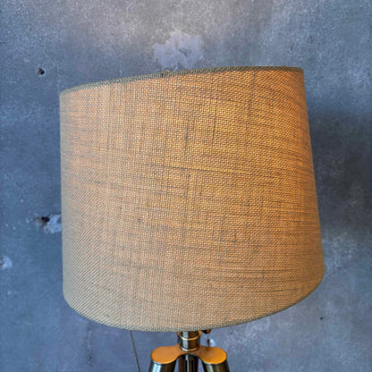 Mid Century Modern Tripod Wood & Brass Table Lamps