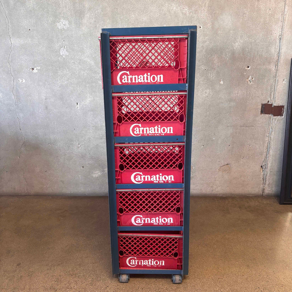 Tall Industrial Milk Crate Rack (Blue)