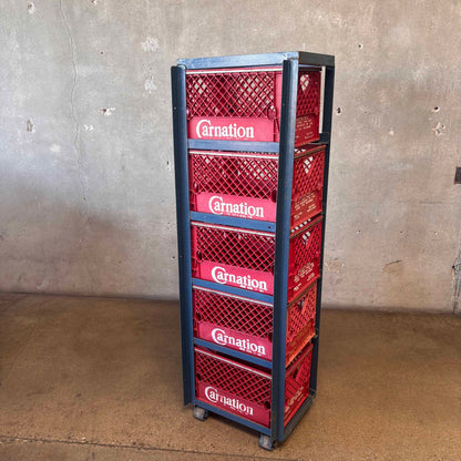 Tall Industrial Milk Crate Rack (Blue)