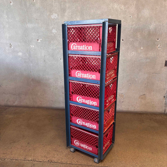 Tall Industrial Milk Crate Rack - Blue
