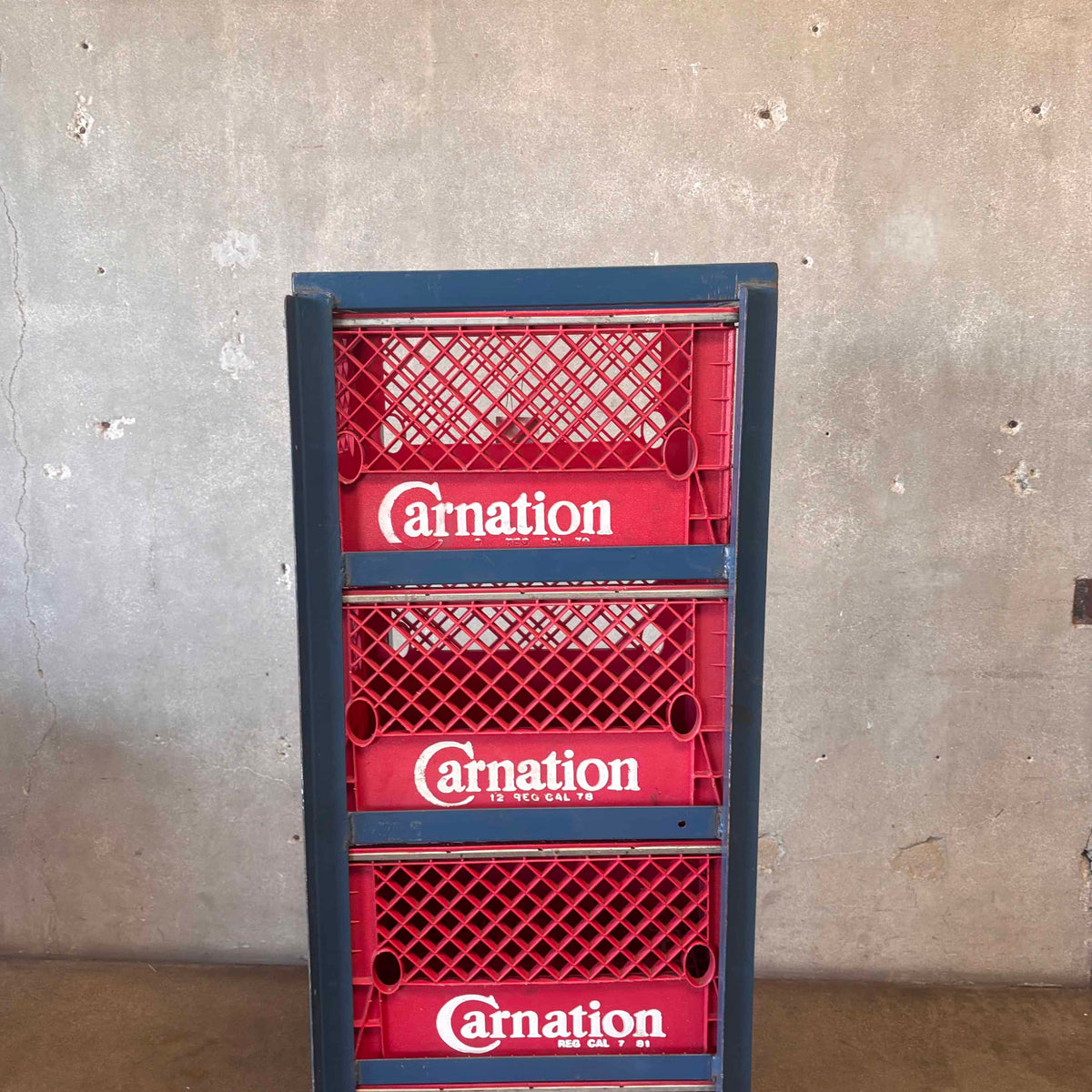 Tall Industrial Milk Crate Rack (Blue)