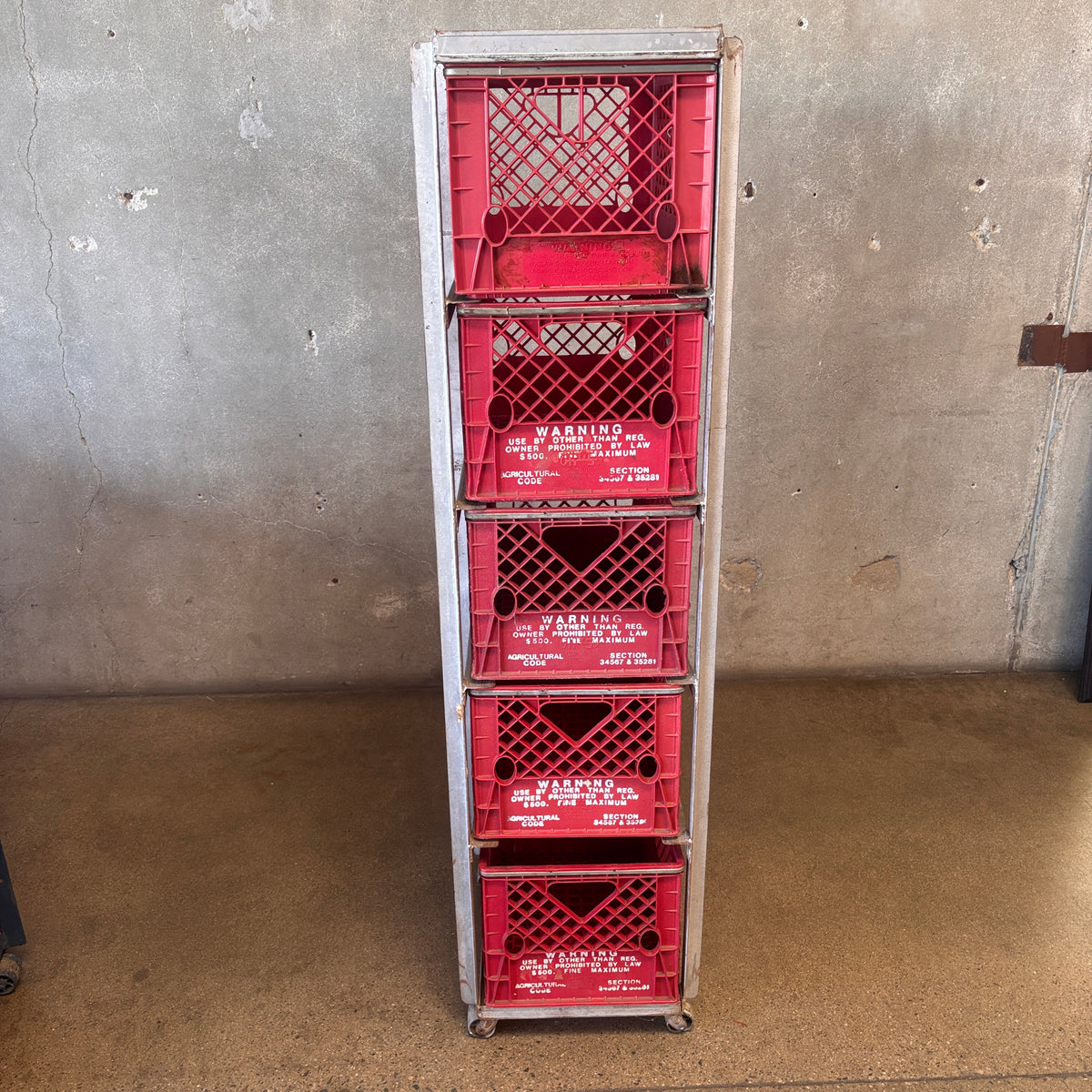 Tall Industrial Milk Crate - Grey