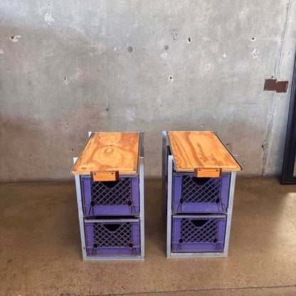 Pair Of Industrial Low Milk Crate Cubby's/Drawers