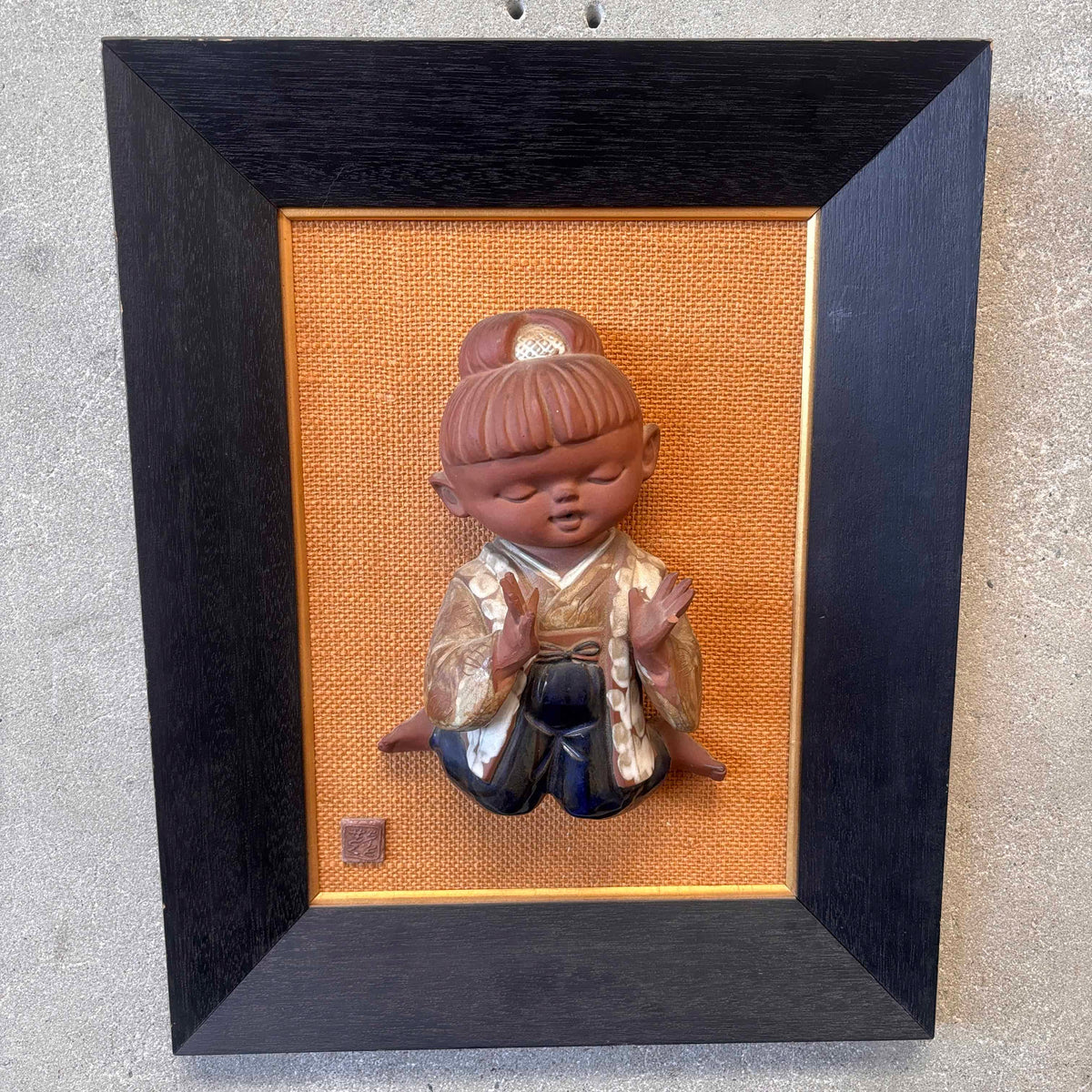 Vintage Japanese Ceramic Girl Wall hanging Figure