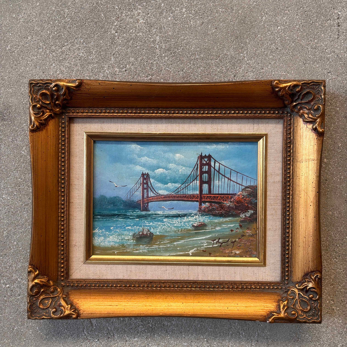 Golden Gate S.F. Bridge Miniature Oil Painting