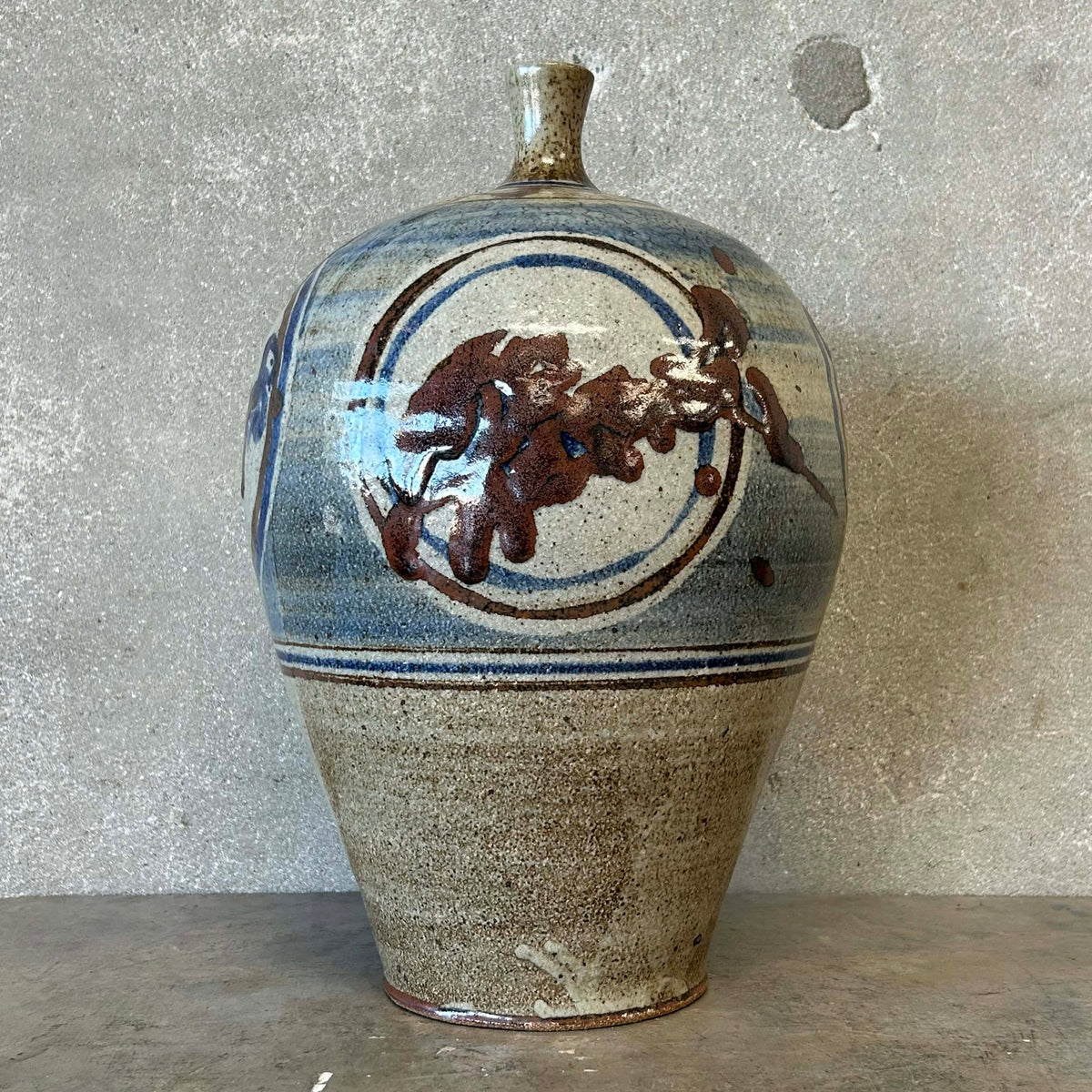 Mid Century Big Brown + Blue Vessel