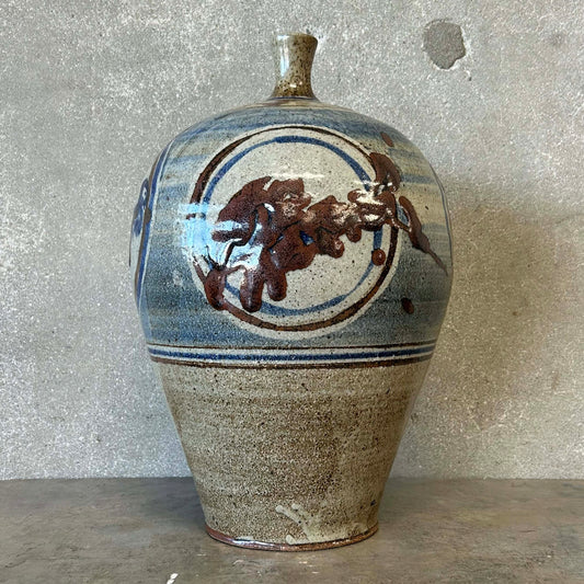 Mid Century Big Brown + Blue Vessel
