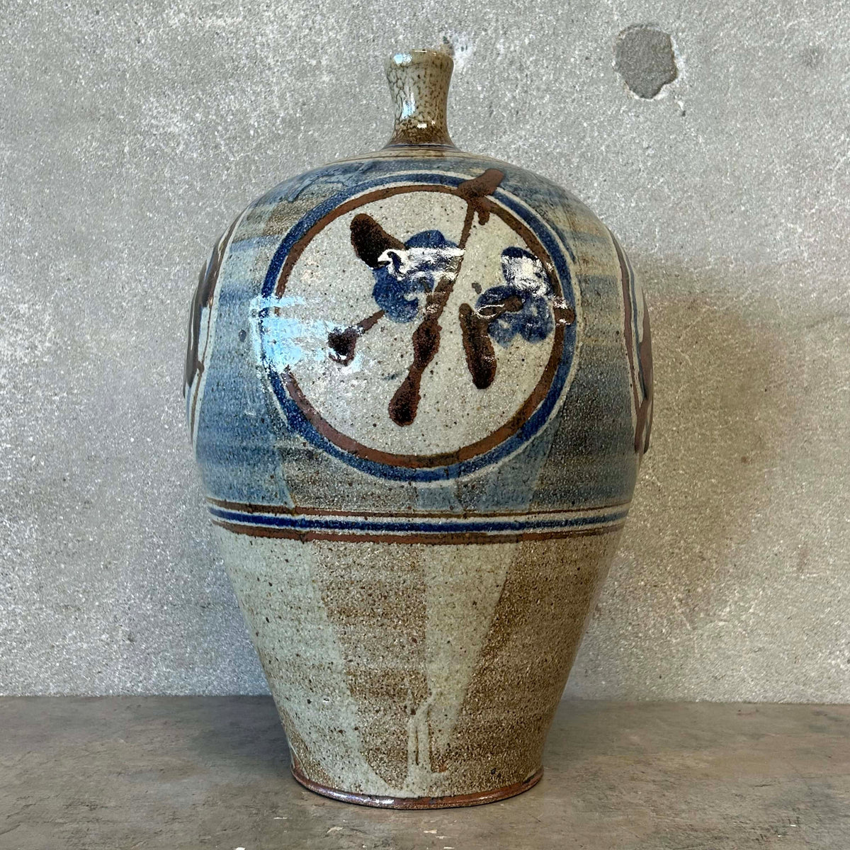 Mid Century Big Brown + Blue Vessel