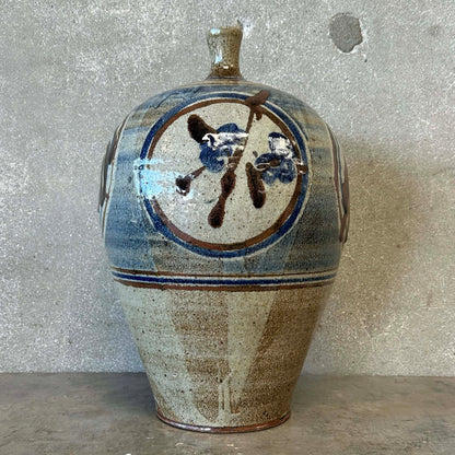 Mid Century Big Brown + Blue Vessel