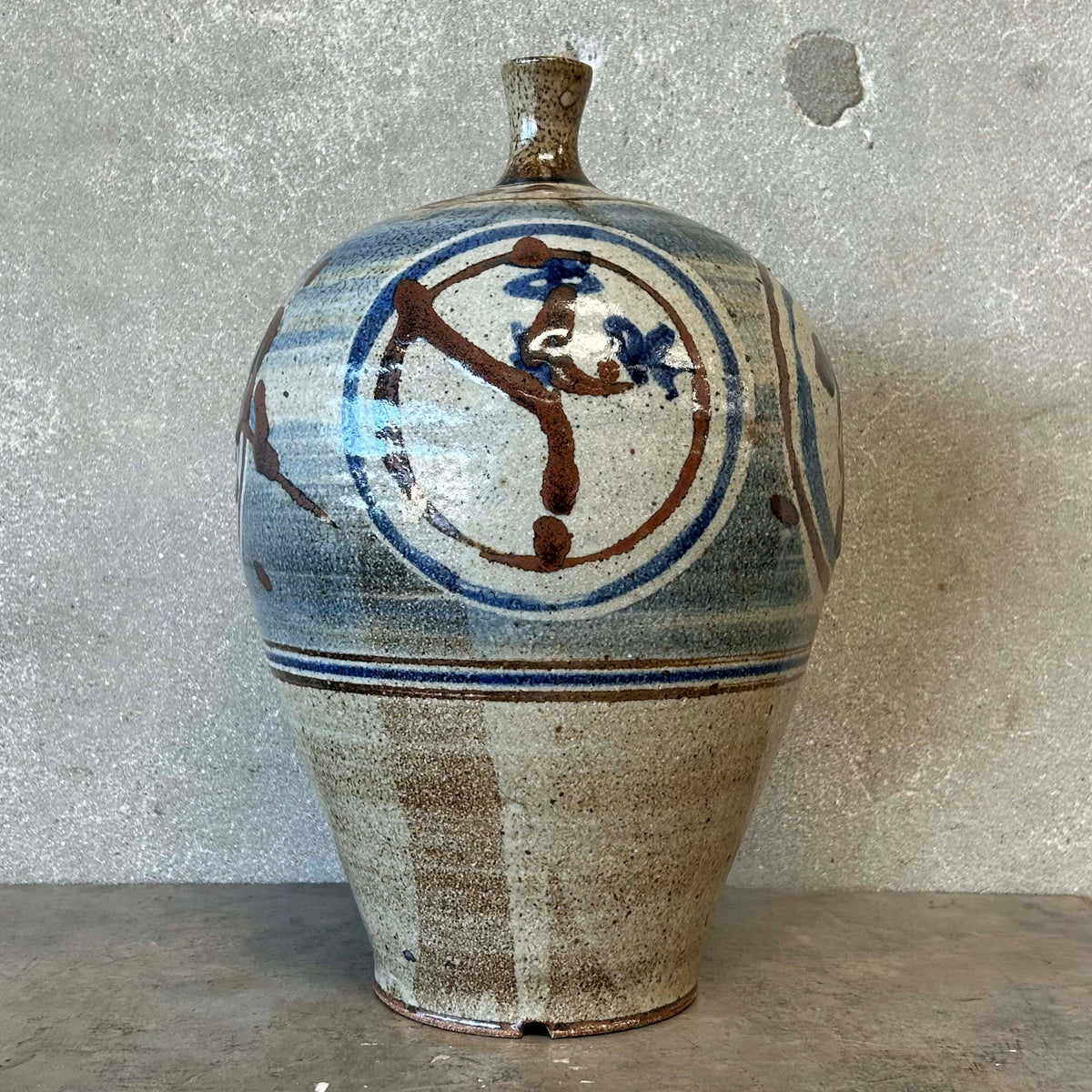 Mid Century Big Brown + Blue Vessel