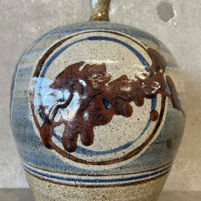 Mid Century Big Brown + Blue Vessel
