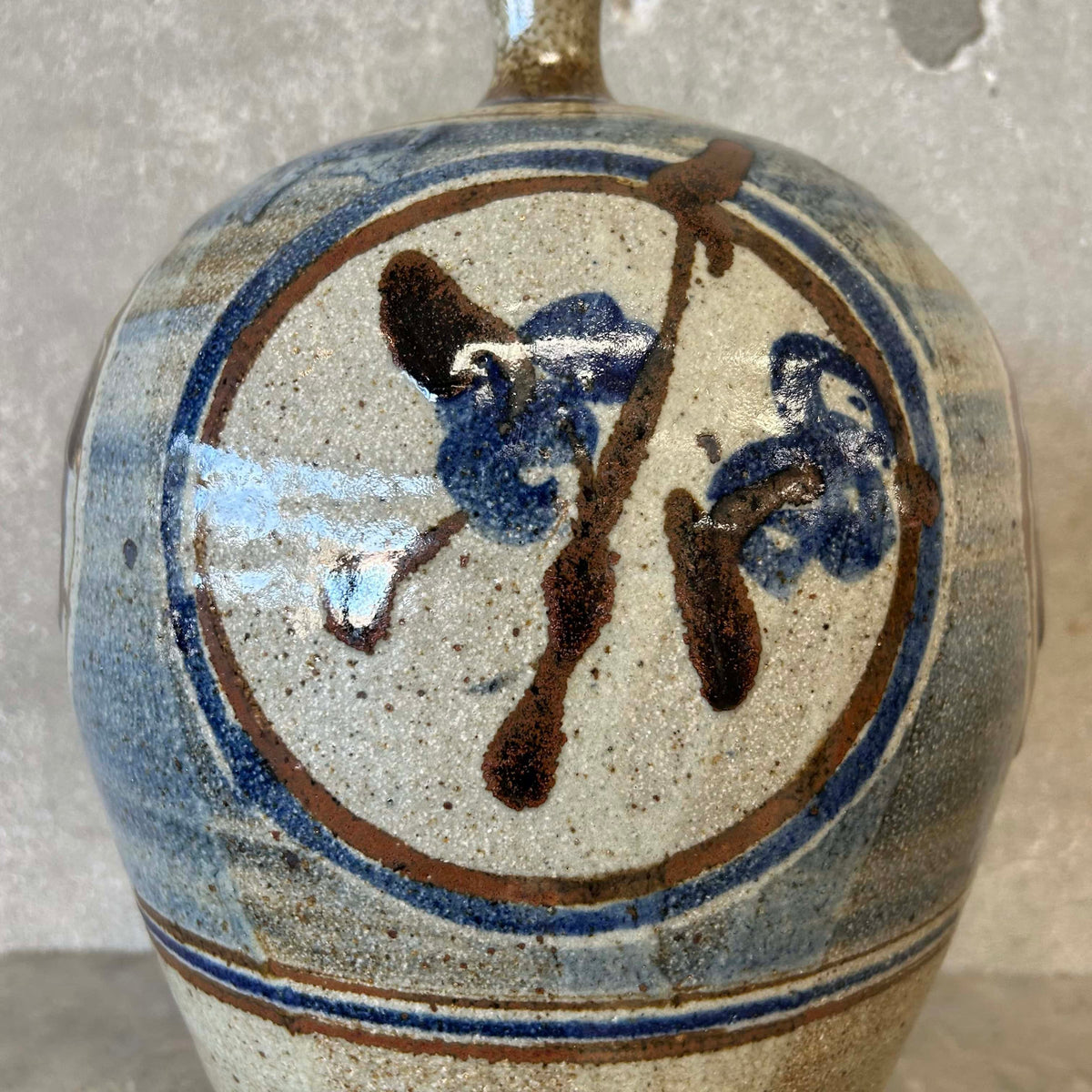 Mid Century Big Brown + Blue Vessel