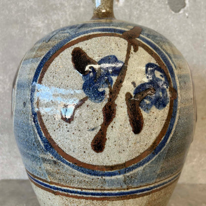 Mid Century Big Brown + Blue Vessel
