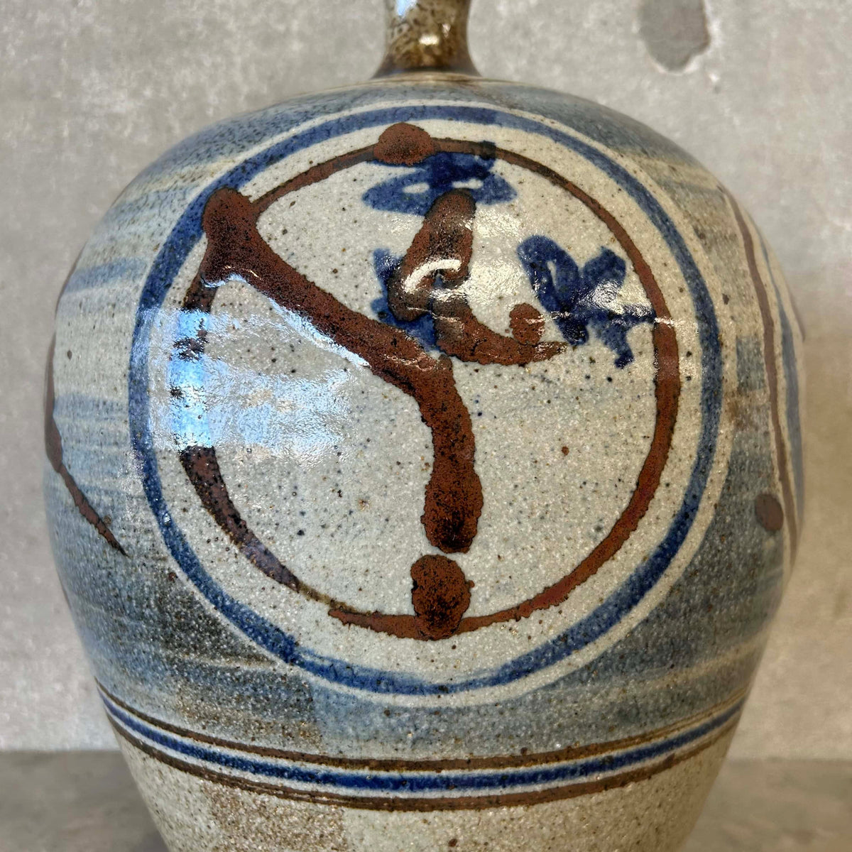 Mid Century Big Brown + Blue Vessel