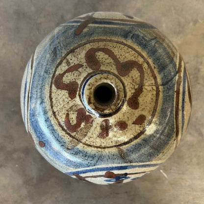 Mid Century Big Brown + Blue Vessel