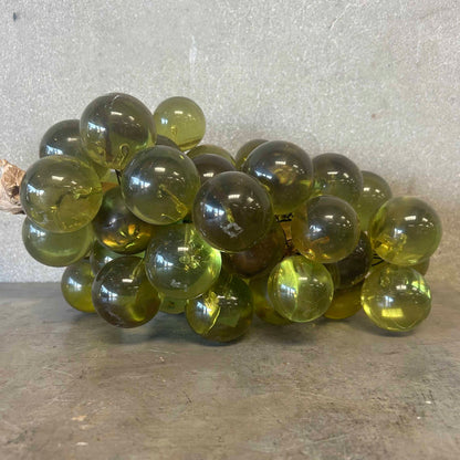 Vintage Mid Century Modern Italian Large Green Lucite Grapes on Driftwood