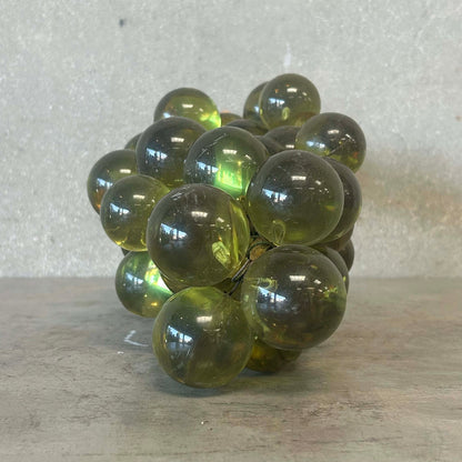 Vintage Mid Century Modern Italian Large Green Lucite Grapes on Driftwood
