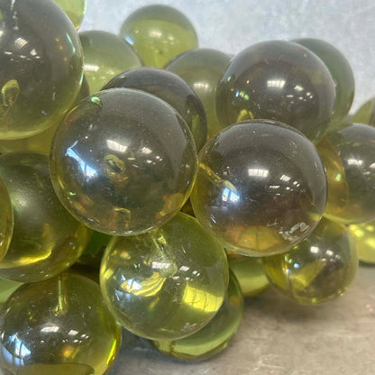 Vintage Mid Century Modern Italian Large Green Lucite Grapes on Driftwood