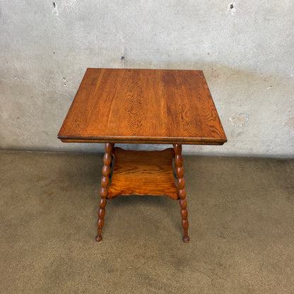 Victorian Era Oak Pedestal Side Table