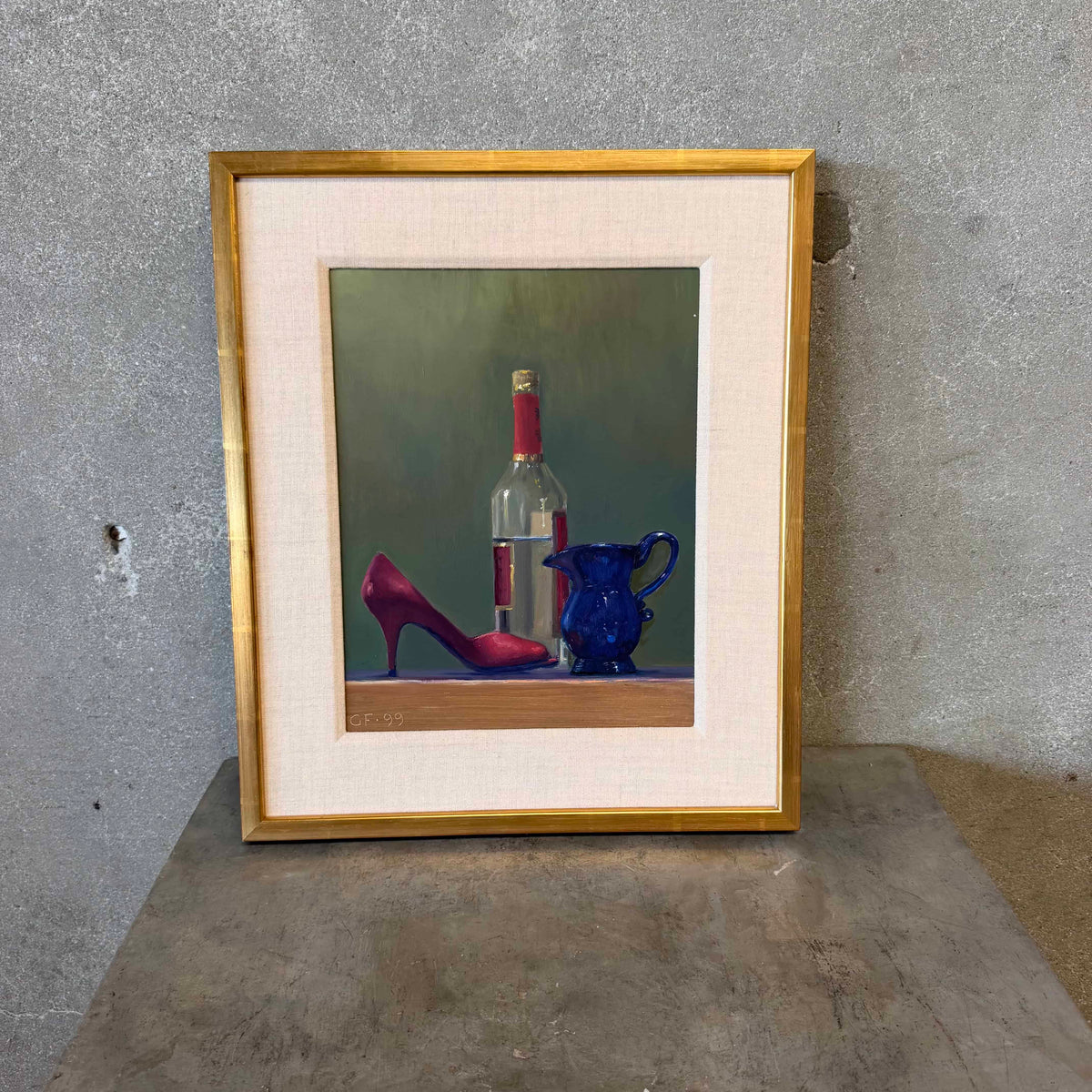 Still Life Dated '99 Signed G.F. Oil on Board