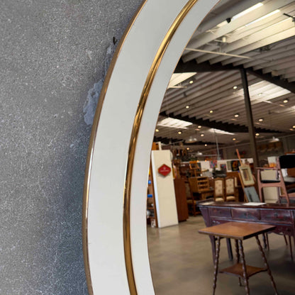 Post Modern Round Mirror w/ Brass Trim