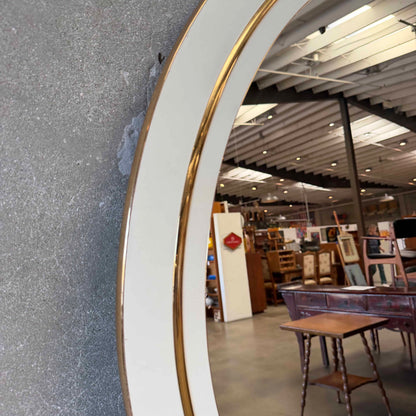 Post Modern Round Mirror w/ Brass Trim