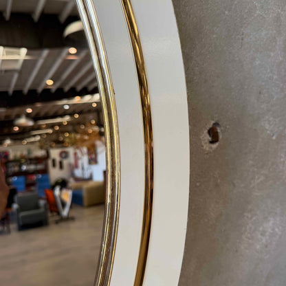 Post Modern Round Mirror w/ Brass Trim