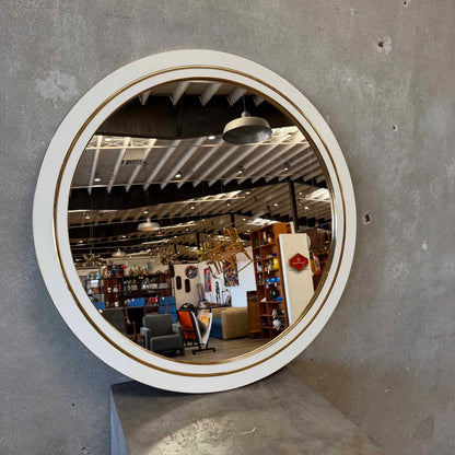 Post Modern Round Mirror w/ Brass Trim