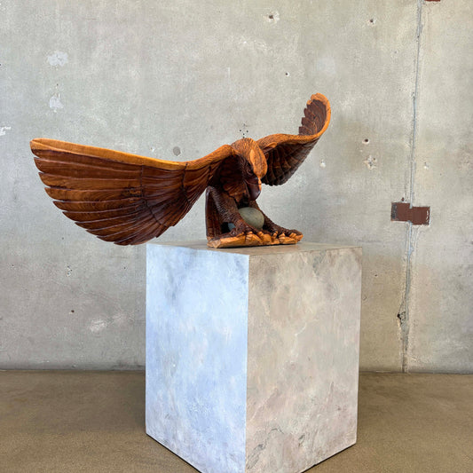 Vintage Eagle Wood Carving by Peter Rasta