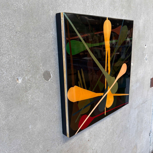 Original Abstract Painting on Wood Panel by Rick Metzler