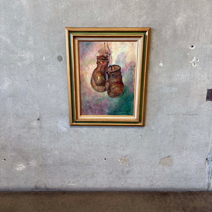 Boxer Gloves Oil Painting C. 1970's By Eliot Freedman