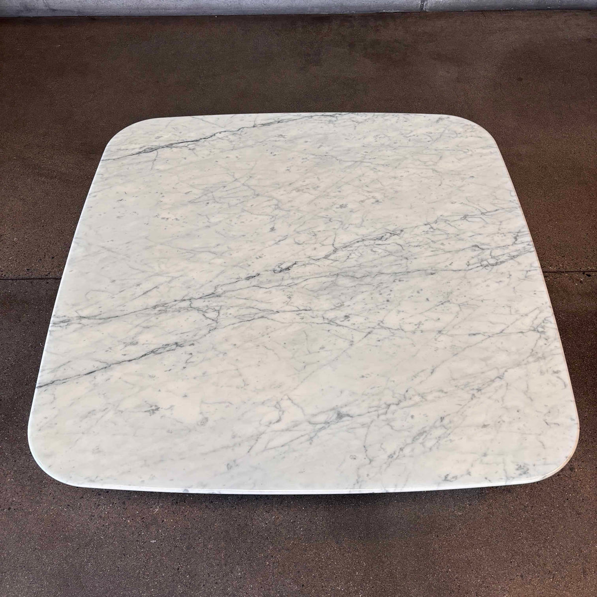 Low Italian Marble Coffee Table With Chrome Plated Steel Cross Base
