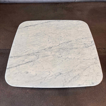 Low Italian Marble Coffee Table With Chrome Plated Steel Cross Base