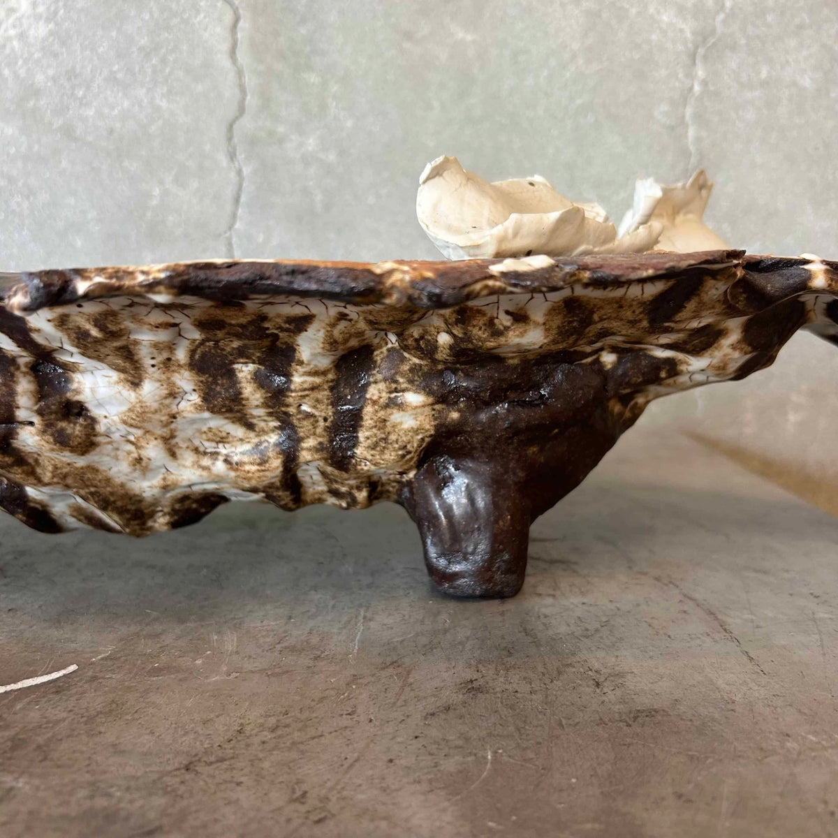 Modern Abstract Footed Ceramic Bowl by Armando Perez