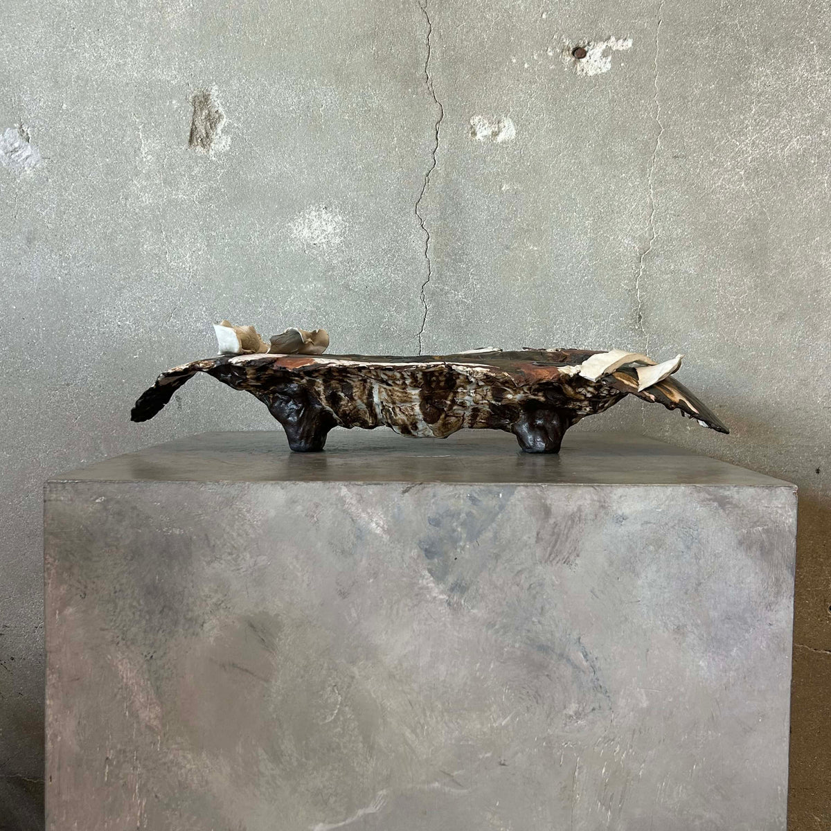 Modern Abstract Footed Ceramic Bowl by Armando Perez