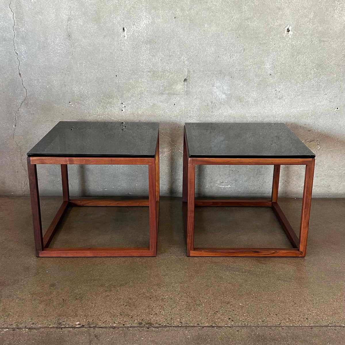 Pair Of 70's Smoked Glass Tables