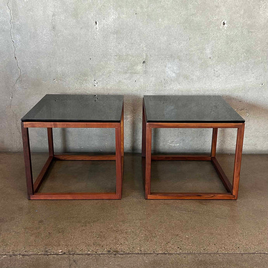 Pair Of 70's Smoked Glass Tables