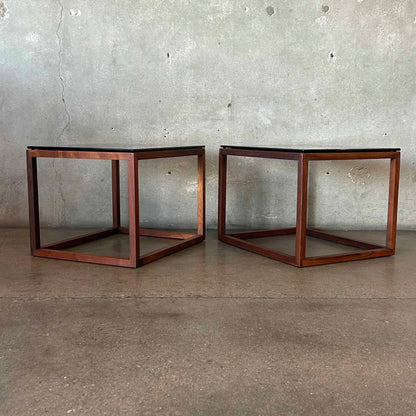 Pair Of 70's Smoked Glass Tables